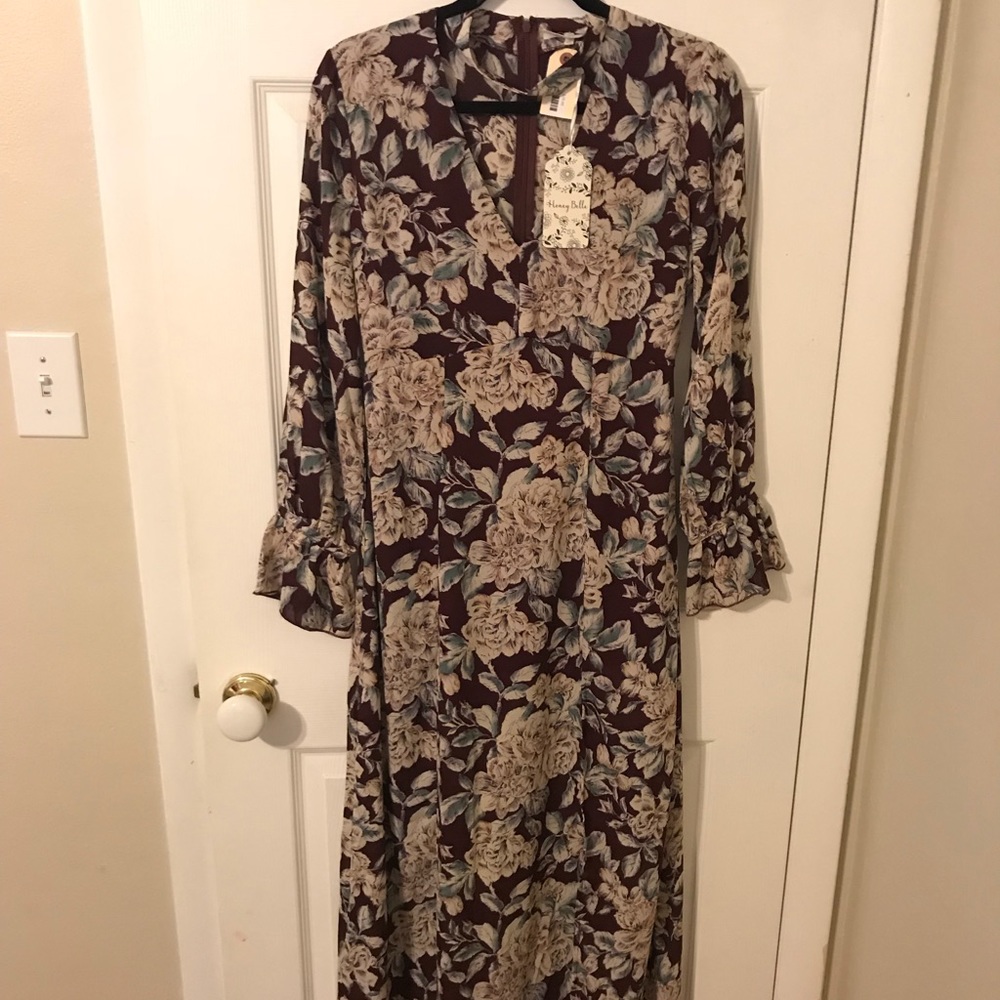 Brand new long burgundy dress